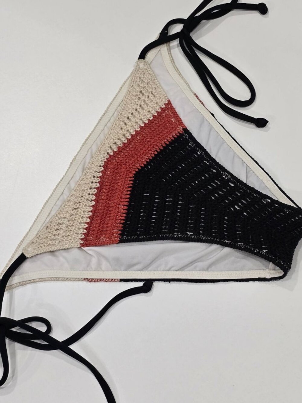 Victoria’s Secret ✦ Bikini Set ✦ Black Orange Beige Crochet Triangle Swimwear S - Picture 10 of 12